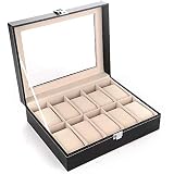 10 Grid Watch Jewelry Storage Box Leather Men Watch Case