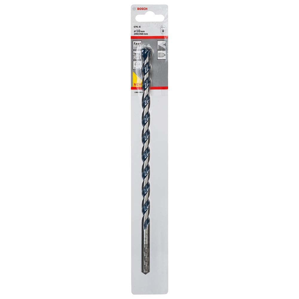 Bosch Professional 1x CYL-5 Concrete Drill Bit (for Concrete, Ø 10 x 250 mm, Robust Line, Accessories for Impact Drills)