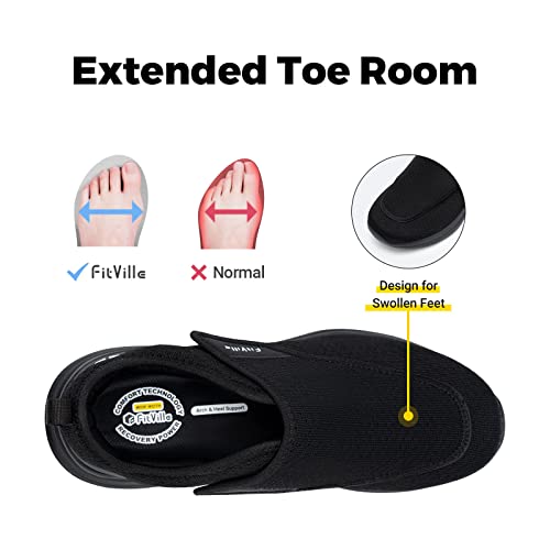 FitVille Shoes for Men Extra Wide Slip-on for Swollen Feet Adjustable Walking Shoes-EasyTop Wings V2