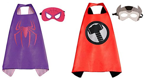 Athena Dress Up Thor & Spidergirl 2 Capes, and 2 Masks Gift Box Included