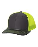 Richardson Trucker Snapback Cap,Charcoal/Neon Yellow,Adjustable