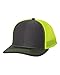 Richardson Trucker Snapback Cap,Charcoal/Neon Yellow,Adjustable