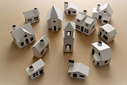 Pack of 12 DIY Putz Style Glitter Houses UNASSEMBLED Corrugated Cardboard Houses
