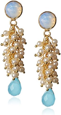 Wendy Mink White Moonstone Top &amp; Pear Cluster Drop Earring