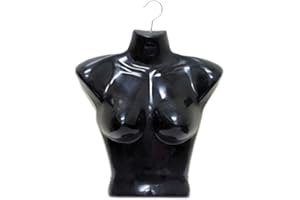 DISPLAYIMPORTER Black Female Upper Torso Plastic Mannequin Form