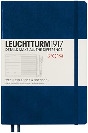 Leuchtturm1917 357809 Weekly Planner & Notebook 2019, Medium (A5), English, Navy