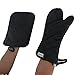 Deconovo Quilted Thick Kitchen Oven Mitt and Pot Holder Set Heat Resistant Flame Retardant Coating 100% Cotton Set of 2, Charcoal Black