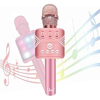 Microphone for Kids - I.LUX Wireless Karaoke Mic - Multi-Color LED Lights - Handheld Home Party Karaoke Speaker Machine for Android/iPhone/iPad/PC or All Smartphone