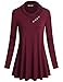 Miusey Womens Tunic Shirts,Long Sleeve Cowl Neck Flared Vintage A Line Loose Fit Shirt Casual Top Wine Red X-Large