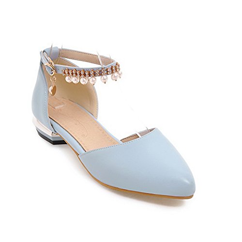 BalaMasa Womens Charms Metal Buckles Low-Cut Uppers Blue Urethane Flats Shoes - 6 B(M) US