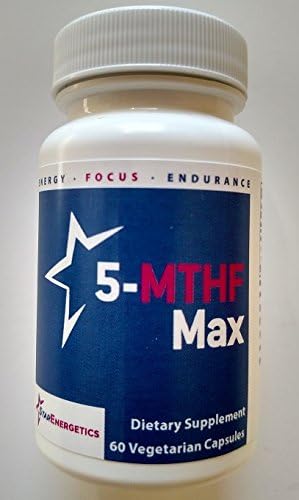 5-MTHF Max - 60 Capsules, Folate 5,000 mcg as 6(S)-5-methyltetrahydrofolic acid, glucosamine salt, Non GMO, Bioactive Folate as Quatrefolic, Activated B Vitamins, L-5-MTHF