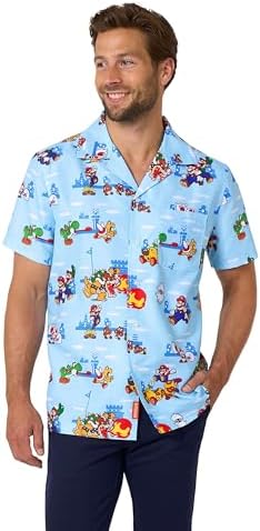 nintendo dress shirt Nintendo Kirby Pink Outline Woven Button-Up Unisex Collared Shirt, Size: XL