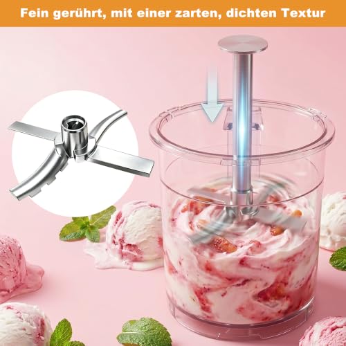 ROTTOGOON Ice Cream Maker with 3 Cups, 10 Programmes for Ice Cream, Sorbet Gelato & Frozen Yogurt, 2-in-1 Flavour Option, Soft Ice Cream Machine for Home with Mix In Function & Automatic Cleaning