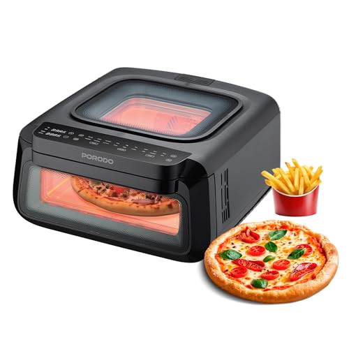 Porodo 3-in-1 Oven, Air Fryer Pizza Maker, Family Size Fryer, 2100w, 18cooking Modes, Digital Control, Indoor Maker Airfryer Grill Basketspatulacutterpizza Included, Stone, 13L