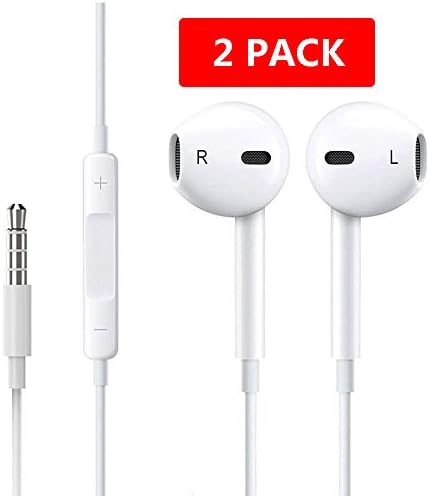 Earbuds, Jiand iPhone Headphones with Microphone Stereo Earphones with Mic and Remote Control 2Pack for iPhone 6s 6 Plus 5s 5 4s 4 SE 5C iPad iPod 7 8 7s IOS S8 S7 S6 Note 1 2 3 2 In Ear Earbuds