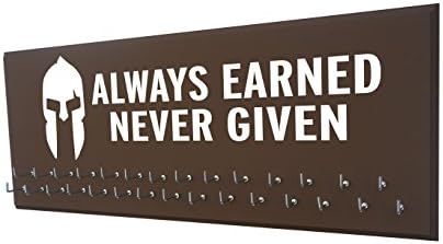 RunningontheWall Medal Hanger Medal Display Rack and Race Bibs Always Earned Never Given Medal Holder Only Design