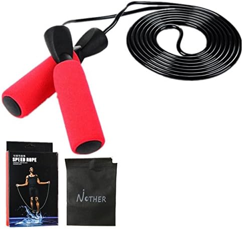 Nother Jump Rope Adjustable under Bearing Jumping Rope with a Carrying Case for Men Women and Kids (red)