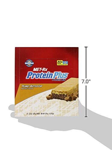 MET-RX PROTEIN PLUS BAR, GREAT AS HEALTHY MEAL REPLACEMENT, SNACK, AND HELP SUPPORT ENERGY, GLUTEN FREE, PEANUT BUTTER CUP, WITH VITAMIN A, VITAMIN C, AND ZINC TO SUPPORT IMMUNE HEALTH, 85 G,9 COUNT