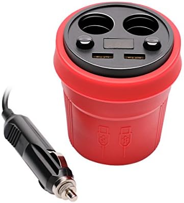 Car Cup Charger - PUSHIDUN Multi-function Car Power Adapter 2 USB Ports 2 Socket Cigarette Lighter Splitter 12/24V