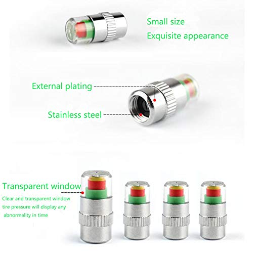 ChooseU Tire Valve Stem Caps, Car Tire Pressure Monitor Valve Stem Caps Sensor Indicator for Sedan SUV Truck Camper Motorcycle 4 Pack