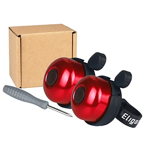 Eligara Bicycle Bell (2 Packs), Aluminum Alloy Bike Bell with Loud, Long, Crisp Sound for Mountain Road Electric Bike Cycle Scooter Ebike Cruiser Tricycle MTB BMX (Red, 2 Packs) - Thumbnail 7