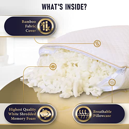 Royal Therapy 2Pack King Memory Foam Pillows, Shredded Bamboo King