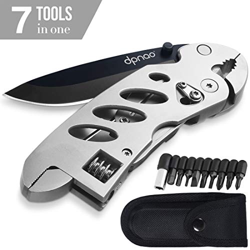 DPNAO Multi Plier 7 in 1 Multitool Kit/Hand Tools Wrench/Portable Folding Wire Cutter/Multifunctional Screwdriver Adjustable Multi-Functional Pocket Survival Driver Bits Nylon Sheath - Thumbnail 7