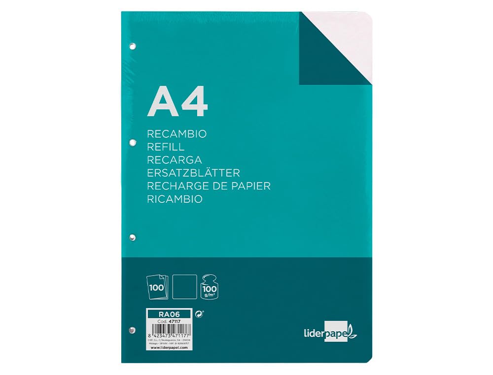 liderpapel ra06 Refill Smooth Without Margin 4 Holes