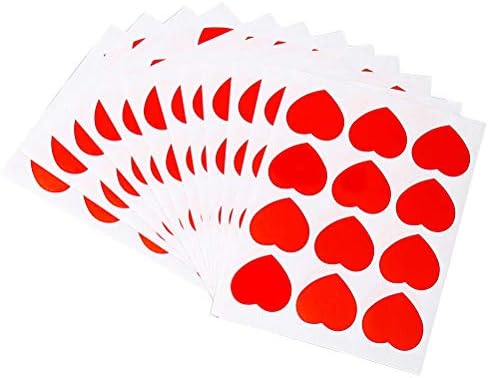 HSAN 12 Sheets Heart Stickers,Self Adhesive Sticker Kawaii Red Heart Sticker Scrapbook Sticker Decals Envelope Seals for Valentine's Day