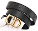 Menalisa Women's Deluxe CD Buckle Design Fashion Italian Imported Leather Belt (Black, 105cm/41.3inch(34-36))