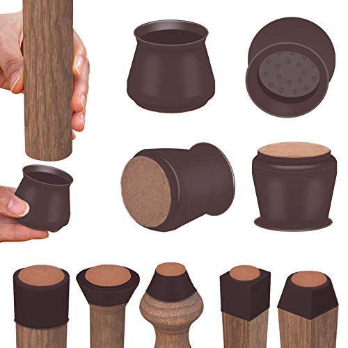 Upgraded 13/16" 2" Chair Leg Floor Protectors with FeltRound&Square