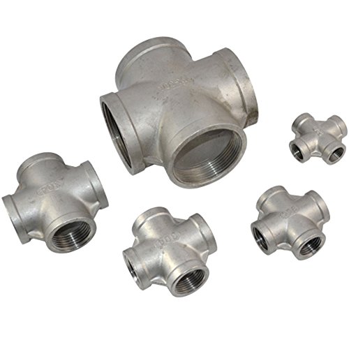 SuperWhole 1/2" Thread 4 Way Female Cross Coupling Connector SS 304 Pipe Fitting NPT NEW - Thumbnail 3