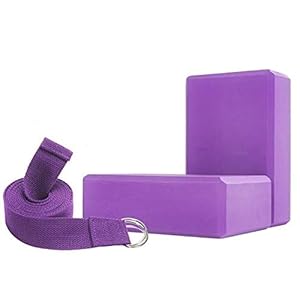 RETYLY Home Yoga Block Set Yoga Brick Yoga Block Stretch Band Pilates Body Shaping Exercise Workout Fitness Equipment purple