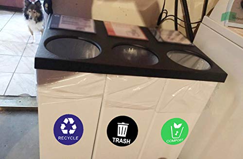 Well Tile Recycle Sticker Trash Bin Label Compost Sign Decal 9 Pack - 4" X 4" - Waterproof Organize & Coordinate Garbage Waste from Recycling - for Metal or Plastic Trash Cans (4 inch 9 Pack) - Thumbnail 3