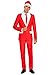 SUITMEISTER Red Christmas Suit - Size L, Includes Matching Blazer Jacket, Pants, Tie & Santa Hat | Slim Fit Ugly Fancy Dress Outfits | Christmas Day Outfit, Office Party, Thanks Giving & Gatherings