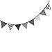DrCor 10.5 Feet Double Sided Black and White Cotton Fabric Triangle Pennant Flag Bunting Banner 12 Flags For Nursery Kids Room Teens Bedroom Teepee Baby Shower Birthday Decor, Pack of 1