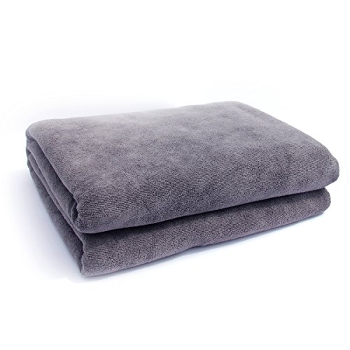 Bath Towels Multi-Purpose Microfiber (32 x 71 Inch) Soft Fast Drying Travel Gym Home Hotel Office Washcloths (Grey)