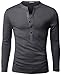 Doublju Mens Casual Long Sleeve Henley Shirts CHARCOAL(DU15)