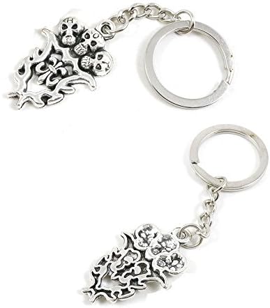 10 PCS Fleur De Lis Fire Skulls Keychain Keyring Jewelry Making Charms Door Car Key Tag Chain Ring R1DU1P