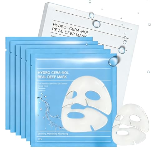 Mascarilla Facial de Colageno, Mascarillas Faciales, Face Collagen Mask Hidratante y Humectante, Mascara Facial Iluminar la Tez, Mascarilla Cara Reducir las Líneas de Expresión, 6Pcs
