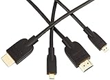 AmazonBasics High-Speed Micro-HDMI to HDMI TV Adapter Cable (Supports Ethernet, 3D, and Audio Return) - 3 Feet (2-Pack)