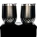 2 pack Dishwasher Safe Designer Wine Tumblers with Lids | Stemless Wine Glasses | Vacuum Insulated | Hammered | 12 oz | by Petra Verre | Stealth Black
