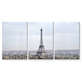 3 Piece Canvas Wall Art for Living Room Bedroom Home Artwork The Eiffel Tower Paintings Ready to Hang - 16"x24" x 3 Panels