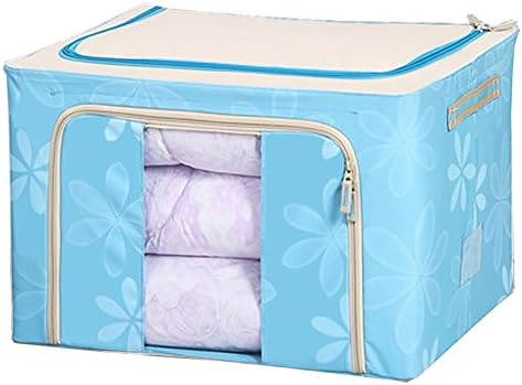 LIannan Oxford Textiles Storage Box Clothing Storage Box Steel Shelf Closet Thick Quilt Extra Large Finishing Box Storage Box Multi-color Optional Steel Frame Design-blue-66L
