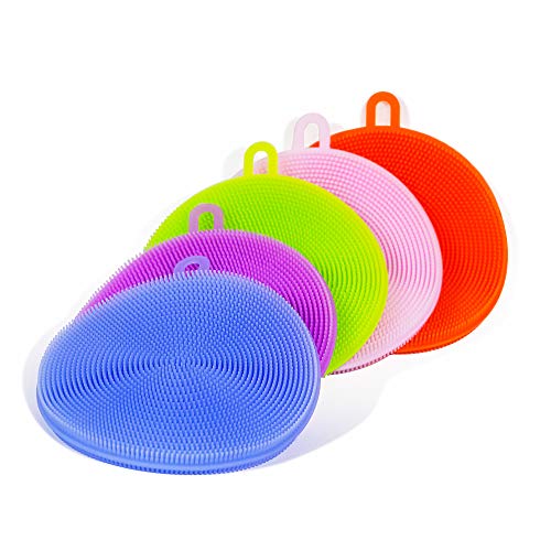 YOZATIA Silicone Dish Sponge Magic Sponge 5 Pack, Dishwasher Safe Dish Brush, Smart Kitchen Scrubber Kitchen Accessories Household Cleaning Sponges