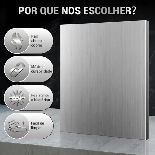 Tabua de Corte Aço Inox 304, Tábua de Corte Profissional em Aço Inoxidável 304, 60CM*40CM*1.5MM, Tábua de Pastelaria de Cozinha