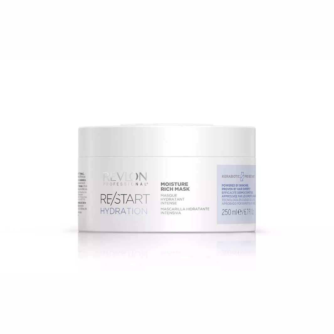 REVLON PROFESSIONAL RE/START Hydration Moisture Rich Mask, 250 ml, Moisturising Hair Mask for Dry Hair, Mask for Long Lasting & Rich Care, Regenerating Hair Treatment Against Frizz