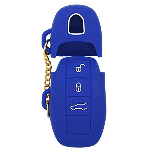 BROVACS Silicone Cover Protector Case Holder Skin Jacket Compatible with PORSCHE 3 Button Remote Key Fob CV2920 Deep Blue
