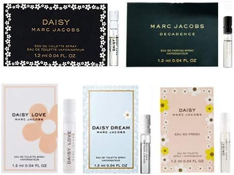 5 Marc Jacobs Spray Sample Vial Decadence, Mod Noir, Daisy Dream, Daisy Eau so Fresh, Daisy 1.2 Ml/ 0.04 Oz