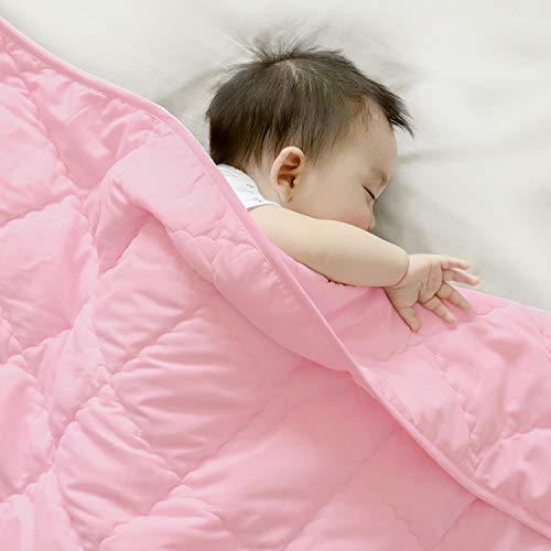 TILLYOU Ultra Soft Microfiber Toddler Quilt- Comfy Lightweight Baby Quilted Blanket for Girls - 39" x 47" Multi-Use Kids Comforter-Pink - Thumbnail 2